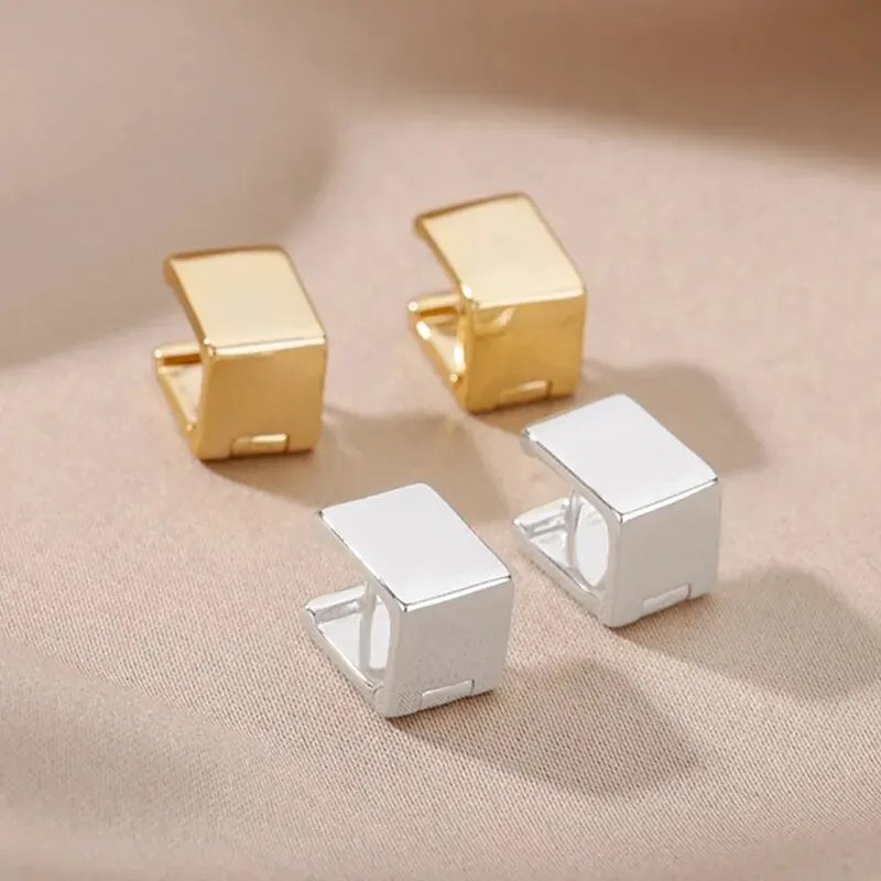 Geometric Square Hoop Earrings for Women Stainless Steel Gold Color Earrings 2024 Trend New In Piercing Jewelry Wedding Gift