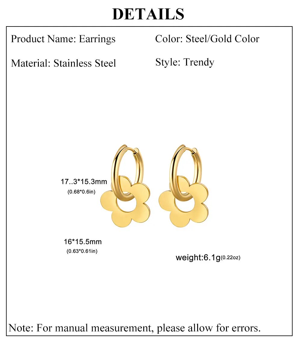 Cazador Cute Flower Drop Earrings for Women 2024 Trending Gold Color Stainless Steel New In Earrings Party Wedding Jewelry Gift