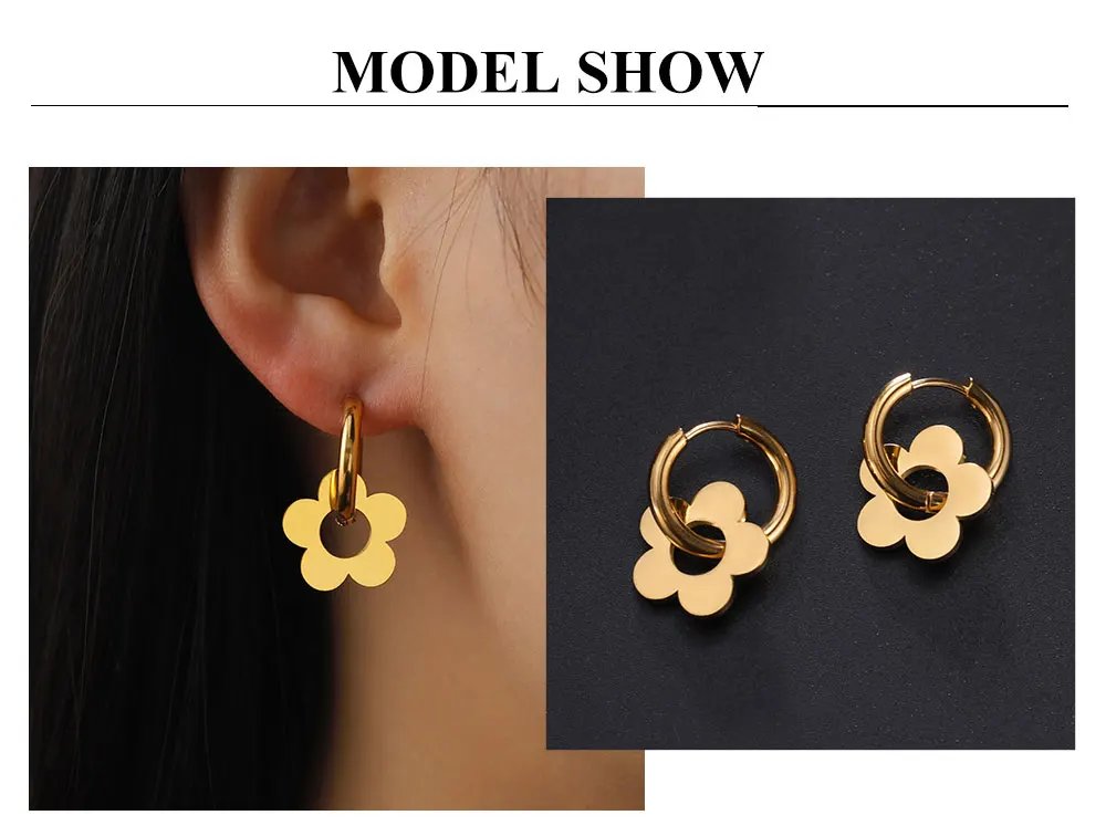 Cazador Cute Flower Drop Earrings for Women 2024 Trending Gold Color Stainless Steel New In Earrings Party Wedding Jewelry Gift