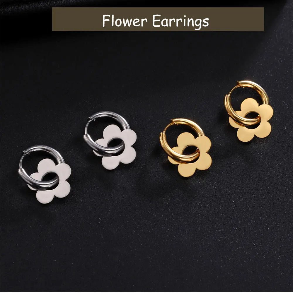 Cazador Cute Flower Drop Earrings for Women 2024 Trending Gold Color Stainless Steel New In Earrings Party Wedding Jewelry Gift