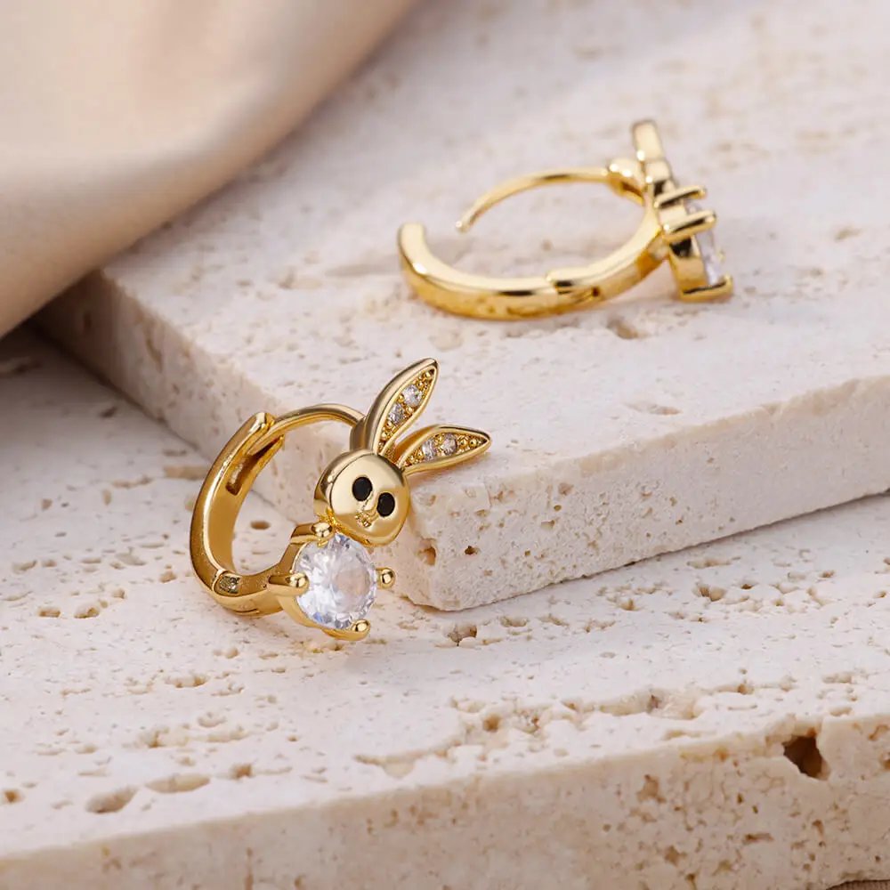 Stainless Steel Rabbit Butterfly Earrings for Women Gold Color Hoop Earrings 2024 Trending Aesthetic Jewelry pendientes mujer