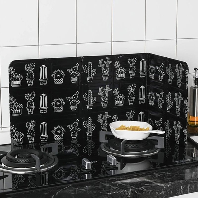 Effective Aluminum Foils Oil Blocker Foldable Kitchen Stove Baffle Plate Oil Deflector Grease Protector for Stove