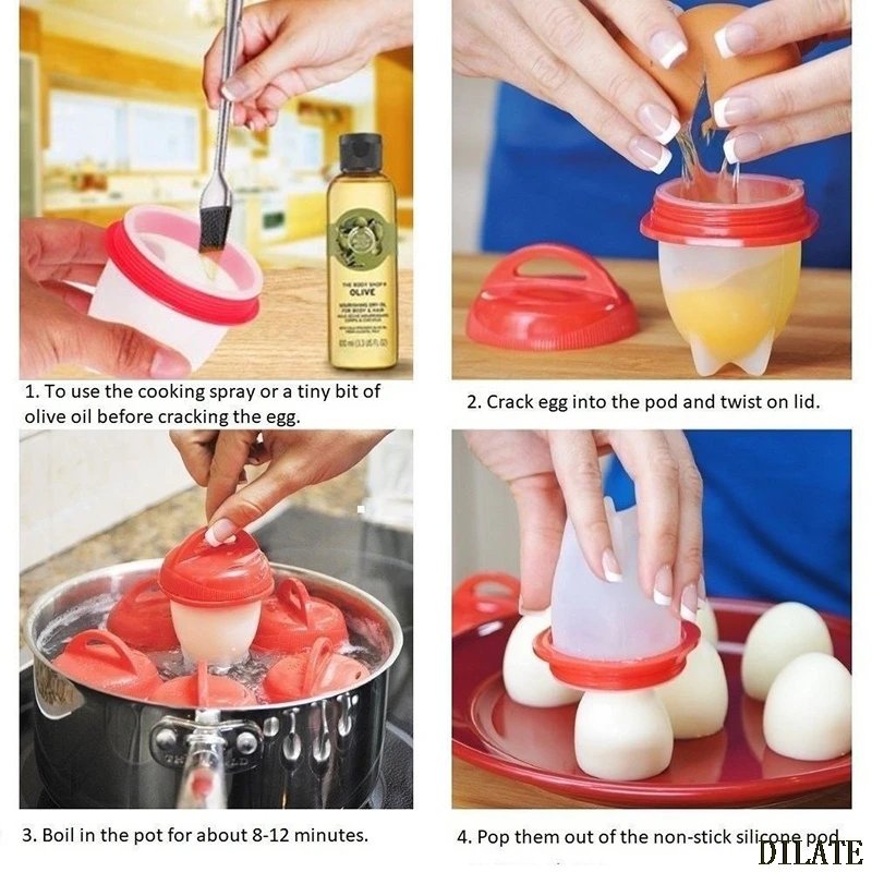 Silicone Egg Cup Mini Egg Boiler Silicone Steam Egg Cup Kitchen Baking Accessories Molds Boiled Separator