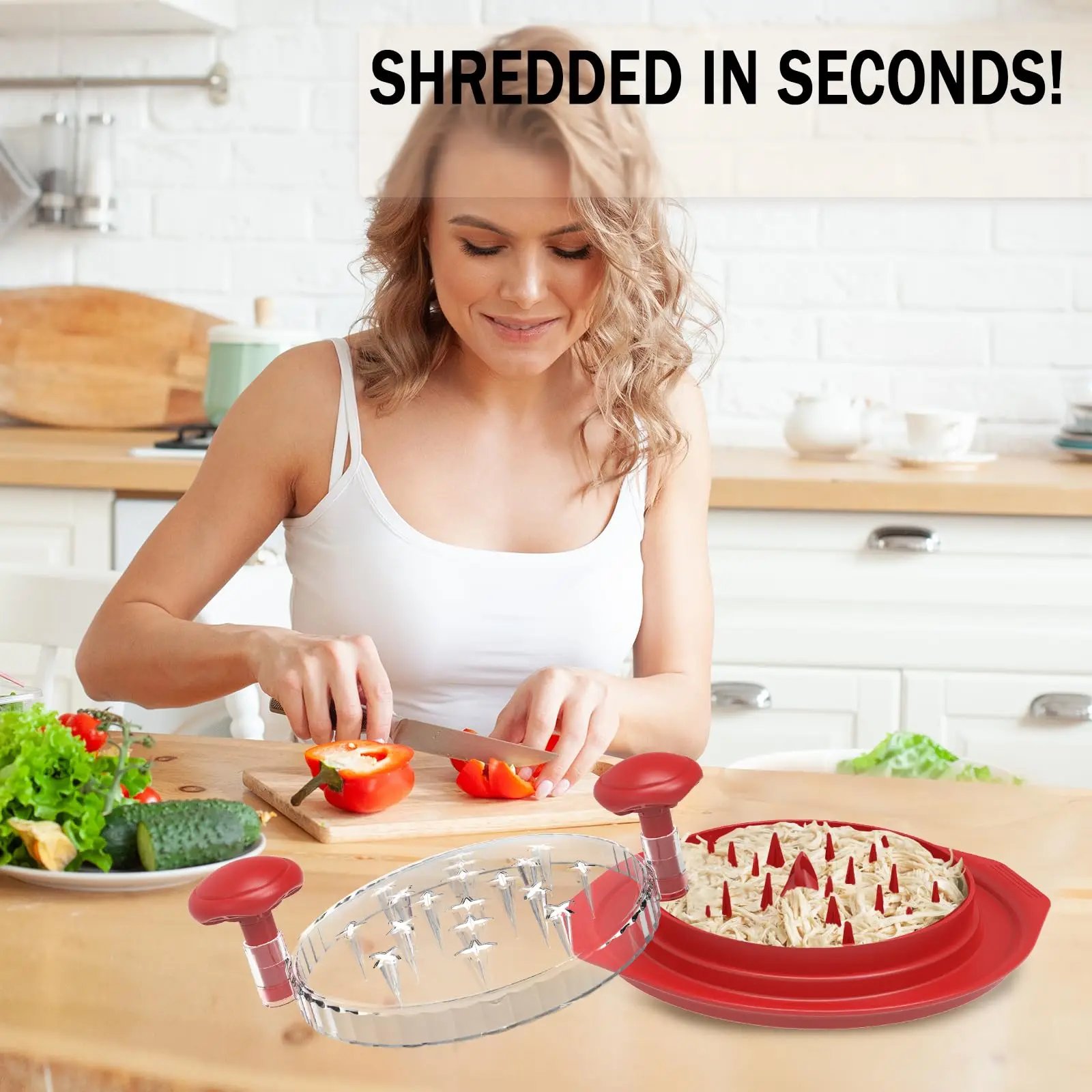 Large Chicken Breast Shredder Tool Twist Meat Chopper Machine, Anti-Slip Strip, Ergonomic Handle, BPA Free Kitchen Gadgets