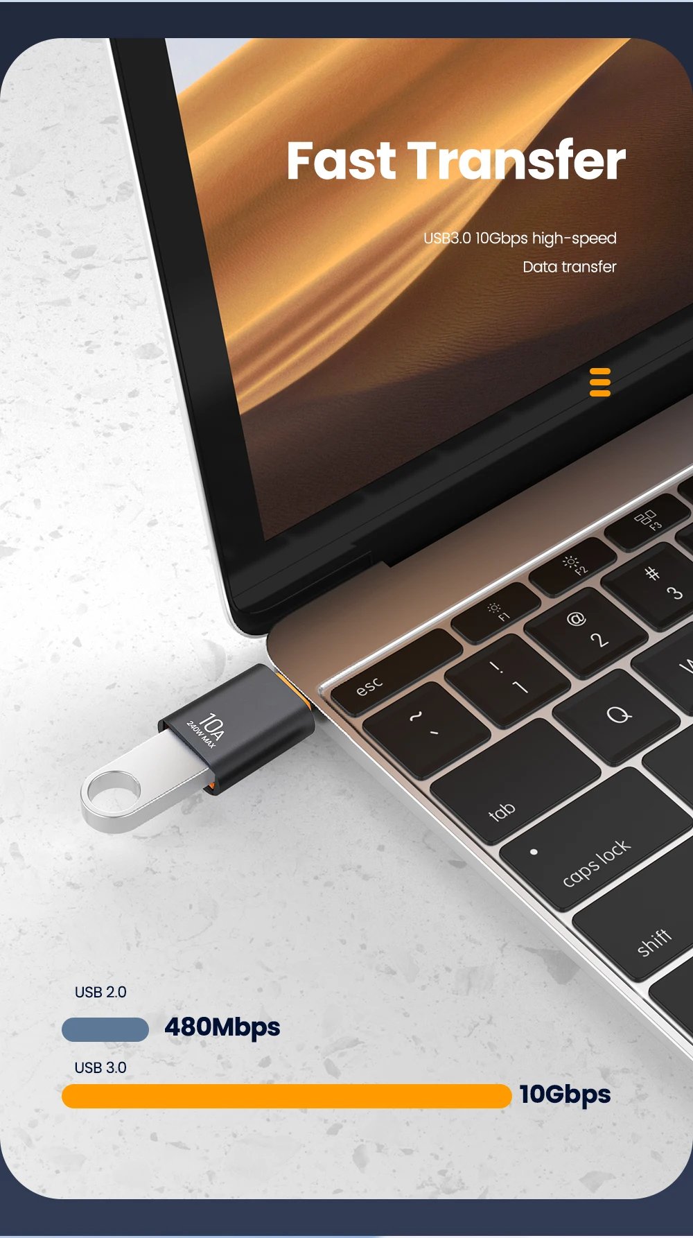 Olaf 10A OTG USB 3.0 To Type C Adapter TypeC Female to USB Male Converter Fast Charging Data Transfer For Macbook Xiaomi Samsung