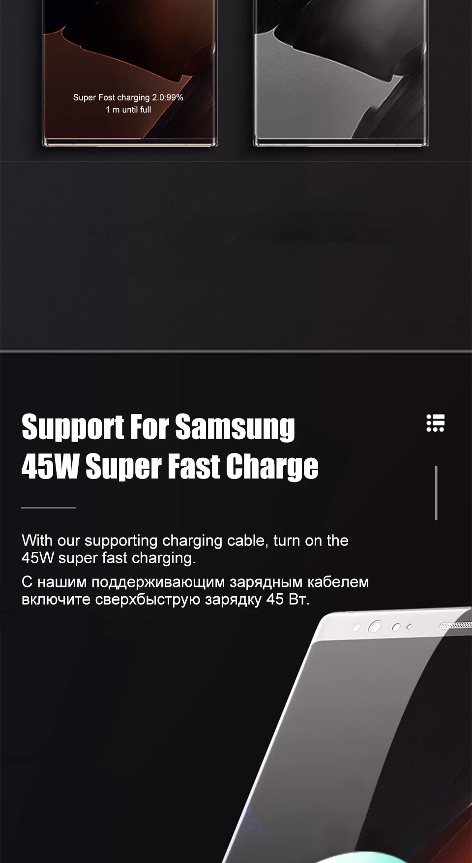 PD45W USB C Charger For Samsung Galaxy S24 S23 S22 S21 S20 Ultra S10 Plus FE Super Fast Charging Type C Charge Cable Accessories