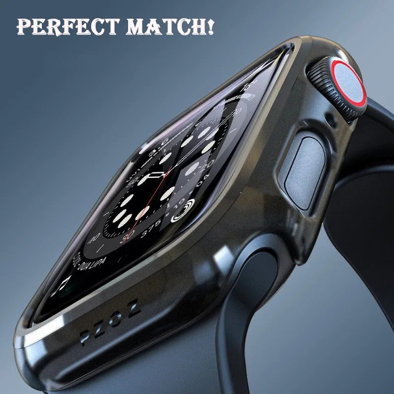 Tempered Glass+cover For Apple Watch 9 8 41mm 45mm 42mm 38mm PC bumper Screen Protector Case iWatch series 7 6 5 4 se 44mm 40mm