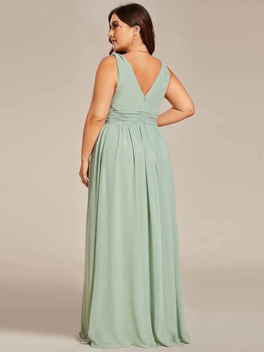 Plus Size Evening Dresses Long Deep V-Neck Sleeveless Floor-Length 2024 Ever Pretty of Mint Green Elegant Bridesmaid Women Dress