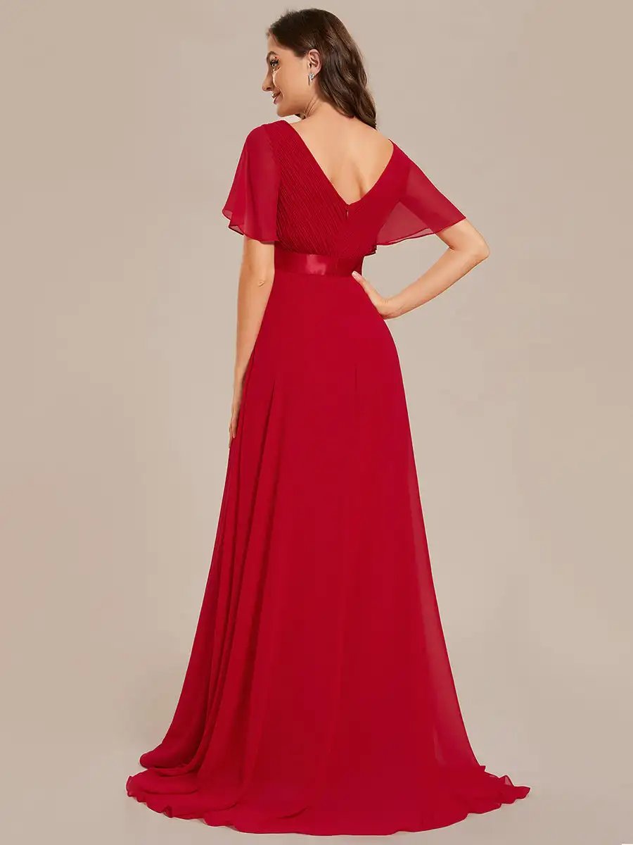 Elegant Evening Dresses Chiffon long A-LINE Sleeveless V-neck 2024 Ever Pretty of red Simple Bridesmaid dress Glamorous Pretty