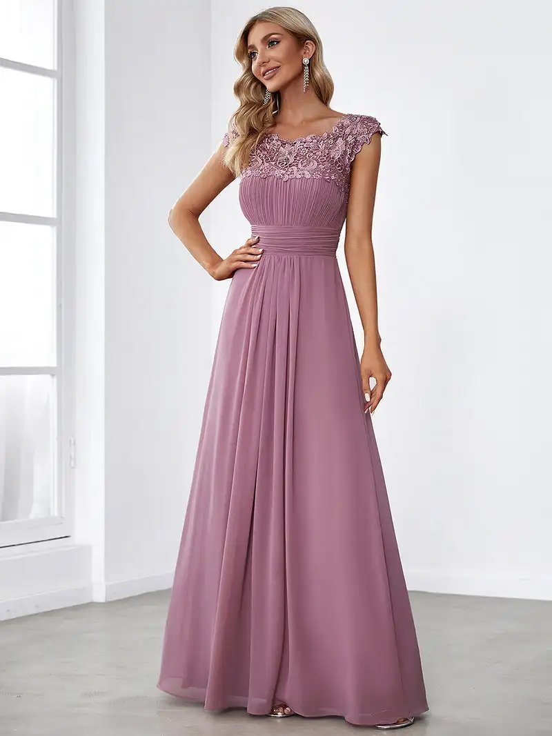 Elegant Evening Dresses O-Neck Sleeveless A-LINE Lace Floor-Length Gown 2024 Ever pretty of Burgundy Simple Prom Dress Women