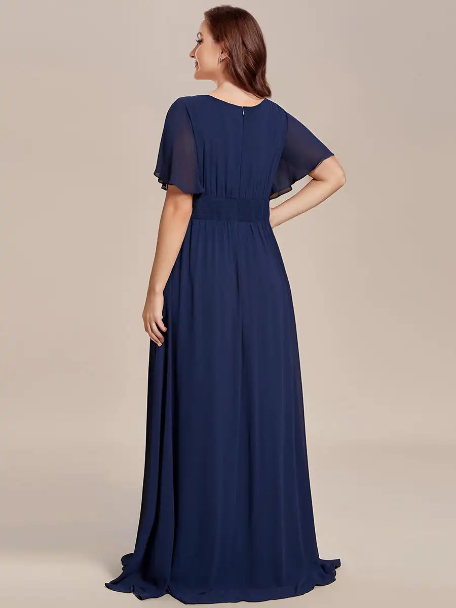 Elegant Evening Dresses Simple Pleated A-Line Round Neckline 2024 Ever Pretty of Chiffon Navy Blue Bridesmaid Dress