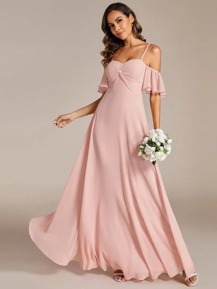 Elegant Evening Dresses Spaghetti Strap Sweetheart with Knot 2024 Ever pretty of Chiffon A-line Mint Green Bridesmaid Dress