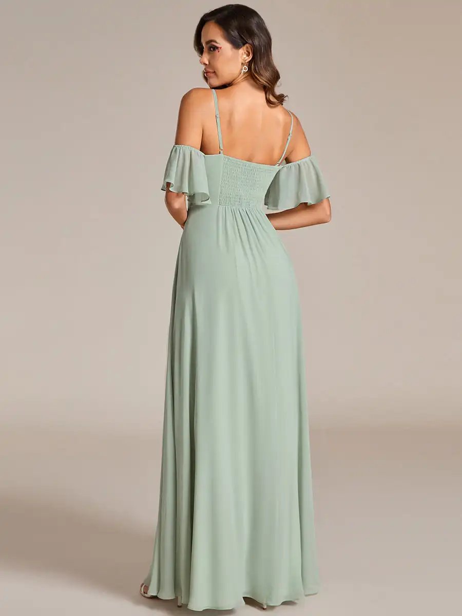 Elegant Evening Dresses Spaghetti Strap Sweetheart with Knot 2024 Ever pretty of Chiffon A-line Mint Green Bridesmaid Dress