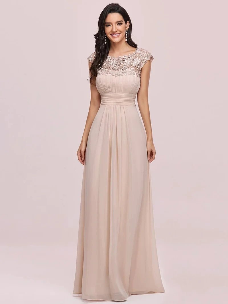 Elegant Evening Dresses lace long A-LINE Sleeveless O-neck 2024 ever pretty of Dusty Navy Simple Bridesmaid dress Women