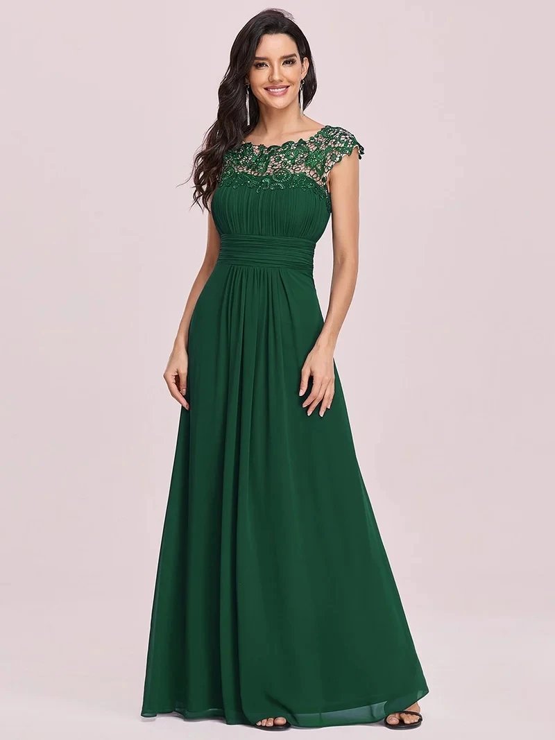 Elegant Evening Dresses lace long A-LINE Sleeveless O-neck 2024 ever pretty of Dusty Navy Simple Bridesmaid dress Women