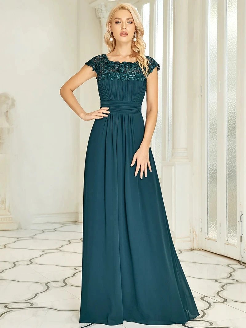 Elegant Evening Dresses lace long A-LINE Sleeveless O-neck 2024 ever pretty of Dusty Navy Simple Bridesmaid dress Women