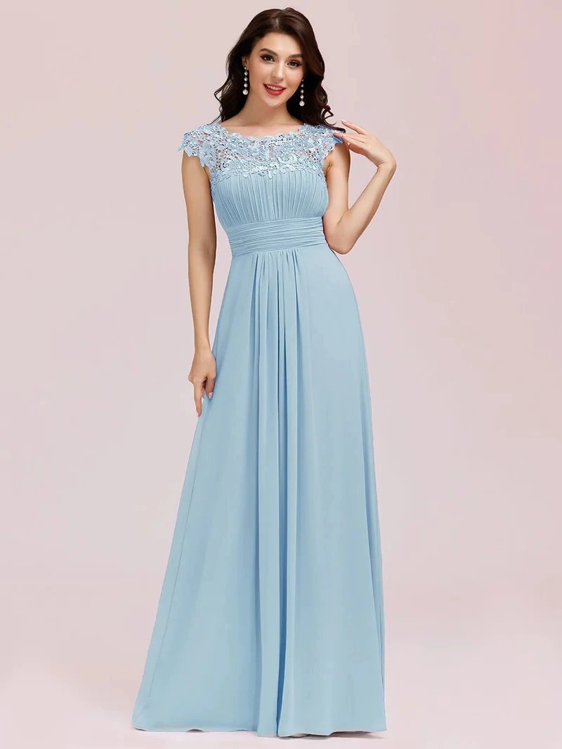 Elegant Evening Dresses lace long A-LINE Sleeveless O-neck 2024 ever pretty of Dusty Navy Simple Bridesmaid dress Women