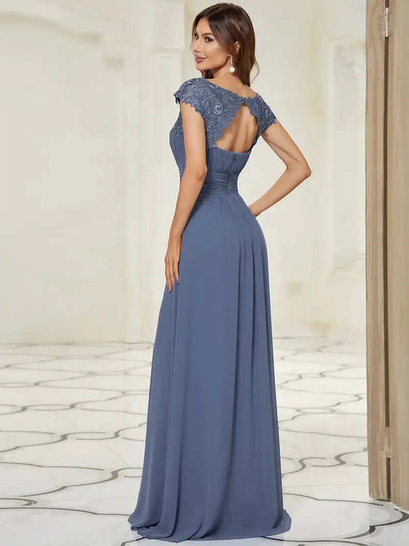 Elegant Evening Dresses lace long A-LINE Sleeveless O-neck 2024 ever pretty of Dusty Navy Simple Bridesmaid dress Women