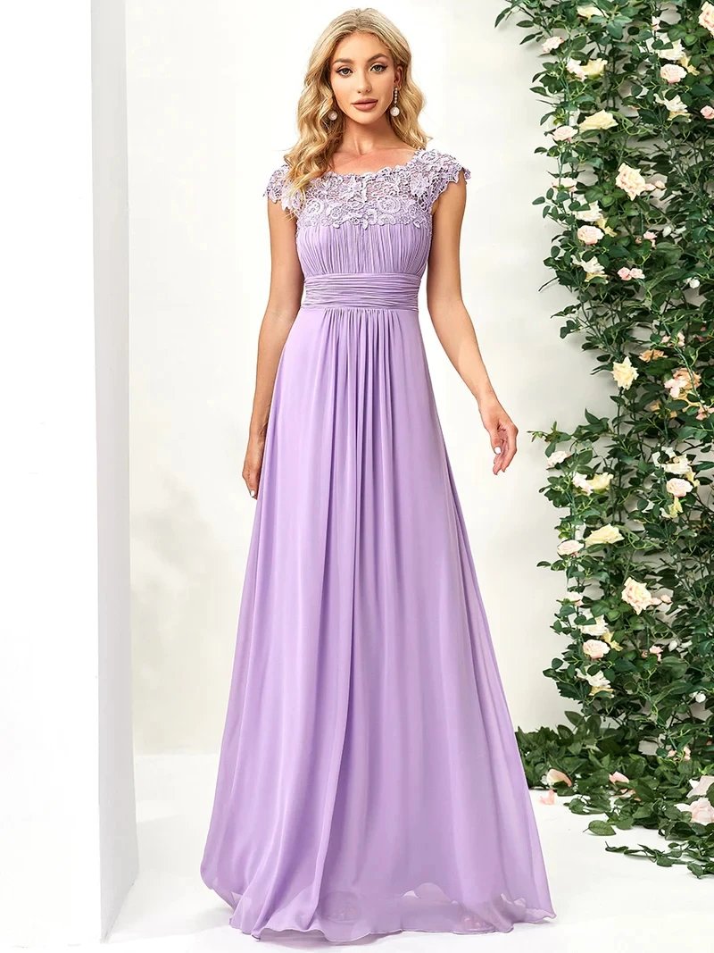 Elegant Evening Dresses lace long A-LINE Sleeveless O-neck 2024 ever pretty of Dusty Navy Simple Bridesmaid dress Women