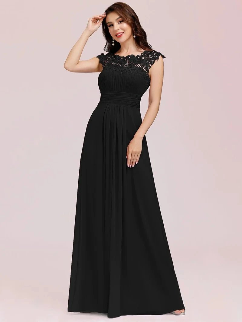 Elegant Evening Dresses lace long A-LINE Sleeveless O-neck 2024 ever pretty of Dusty Navy Simple Bridesmaid dress Women