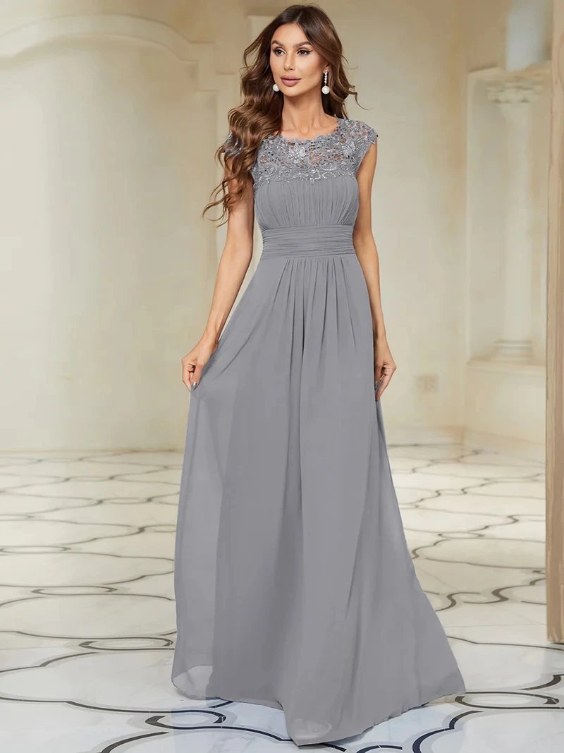 Elegant Evening Dresses lace long A-LINE Sleeveless O-neck 2024 ever pretty of Dusty Navy Simple Bridesmaid dress Women