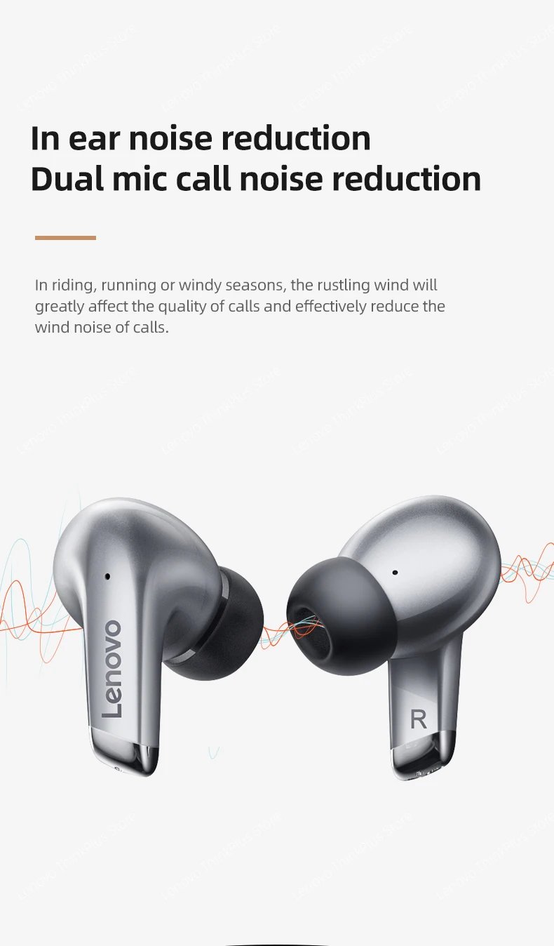 Waterproof Original Lenovo LP5 Wireless Bluetooth Earbuds WiFi