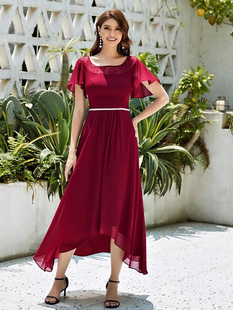 Elegant Evening Dresses Long O-Neck Women's Casual Boat Neck A-Line Midi Dress 2024 Ever Pretty of Simple Bridesmaid Women Dress